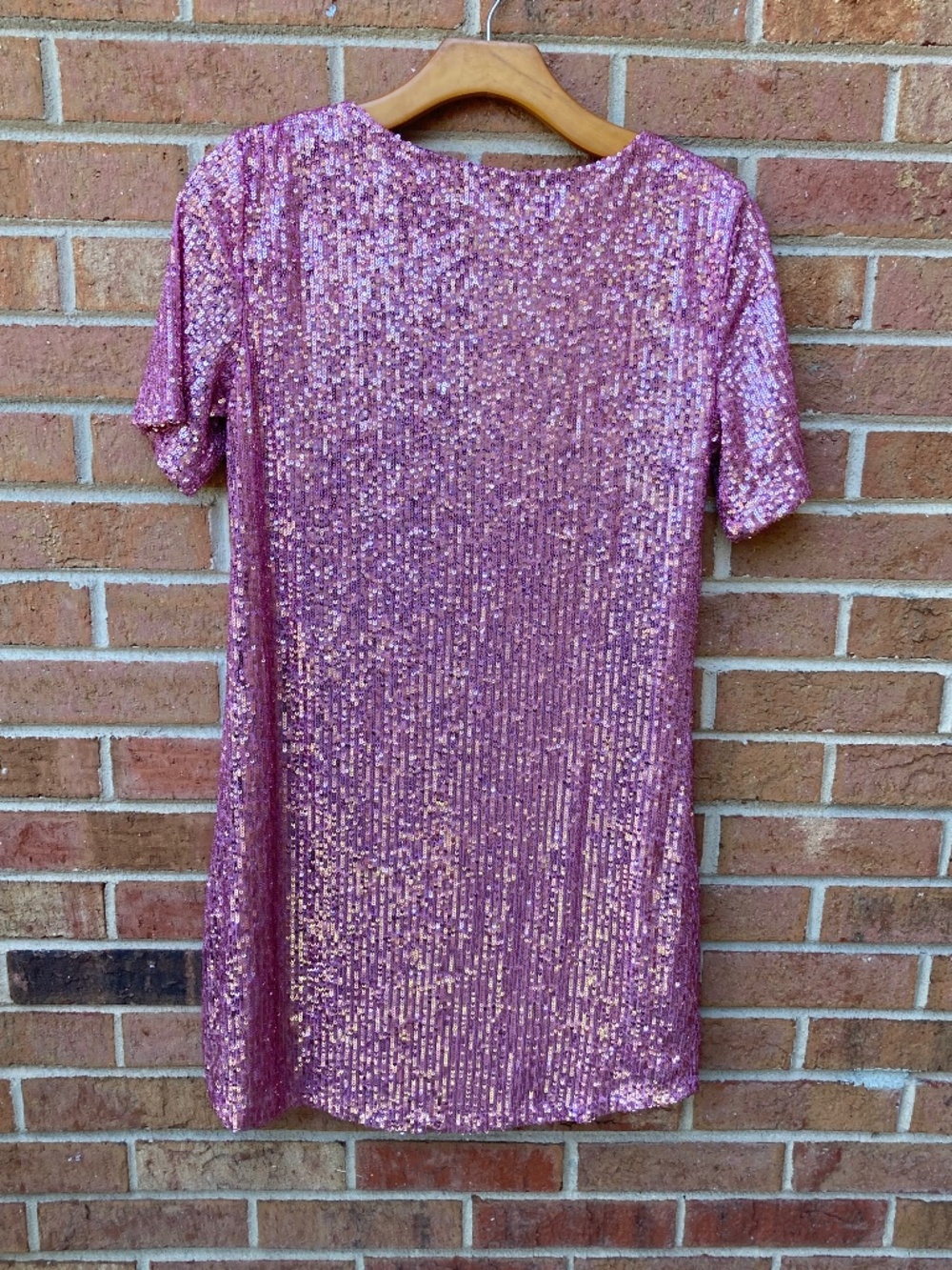 Betsey Johnson Pink Sequin High Low Shift Dress - Small - Picture 12 of 13